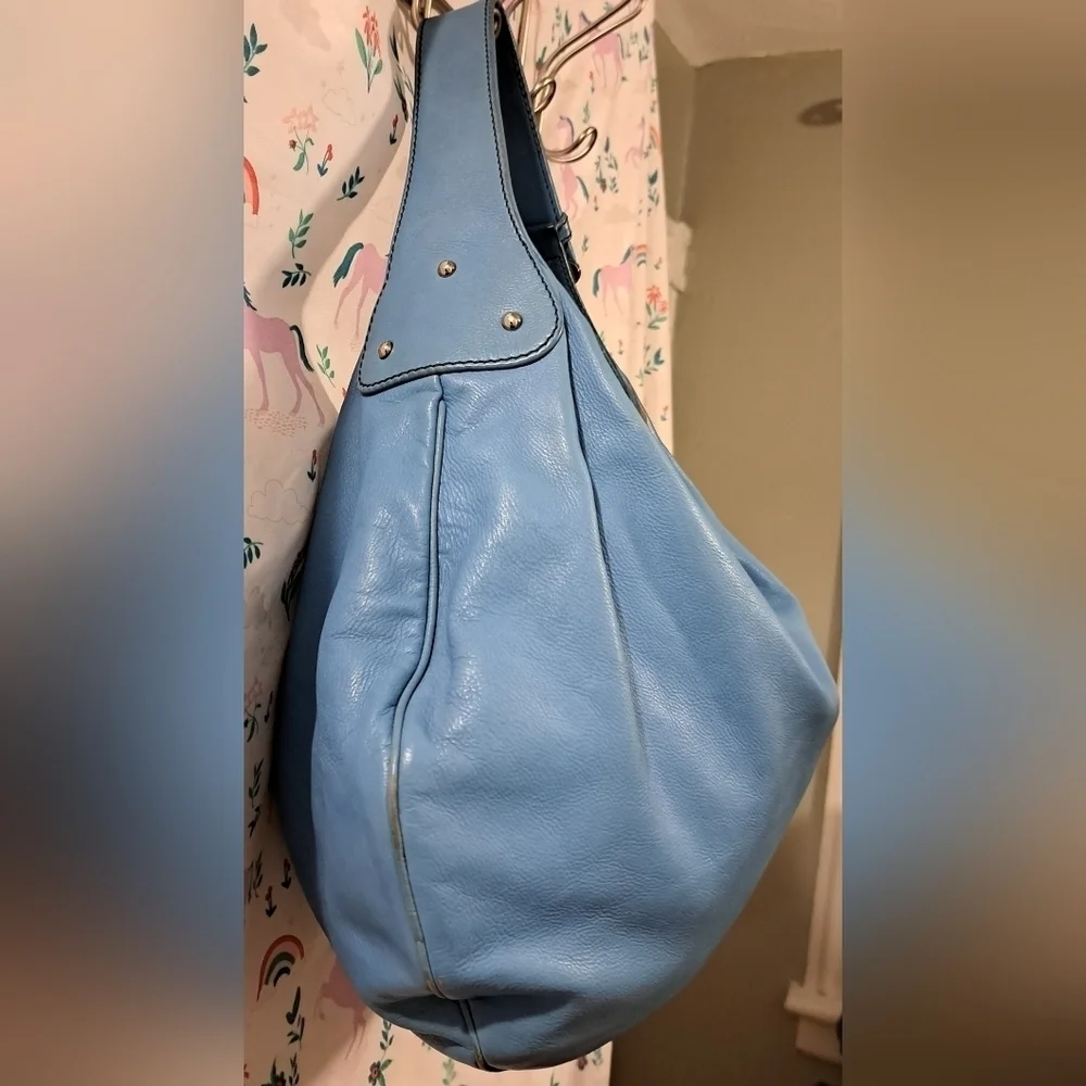 Y2K Marc Jacobs Aqua Leather Hobo Boho Streetwear Casual Everyday Purse Bag